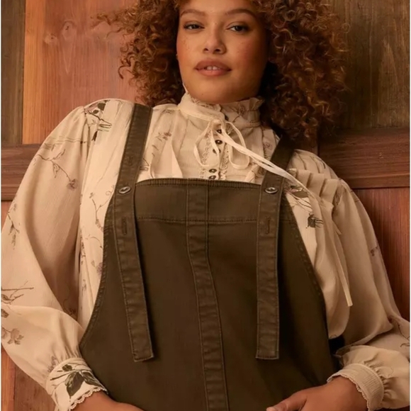 Torrid Olive Green Pinafore Dress - Picture 2 of 5